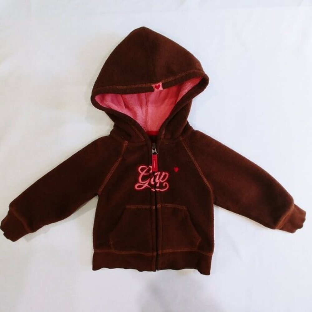 Gap Fleece Embroidered Logo Heart Zip-Up Hoodie 18-24 Months